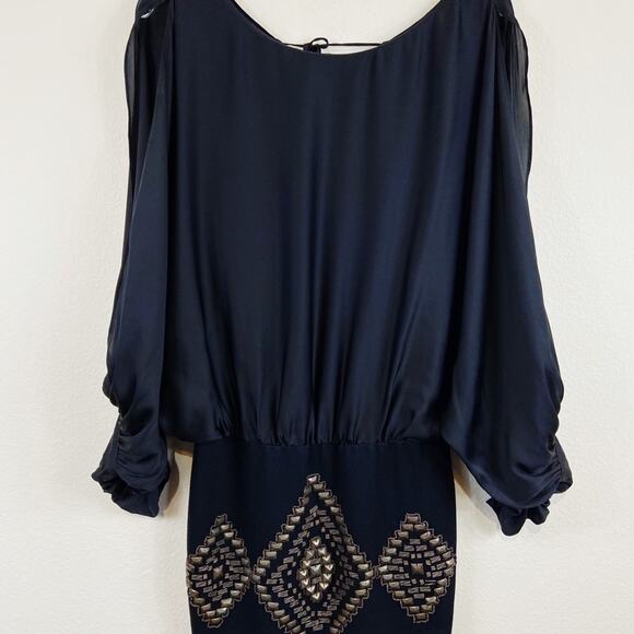 Hale Bob | Black Silk Dress With Beaded Front - Picture 1 of 8